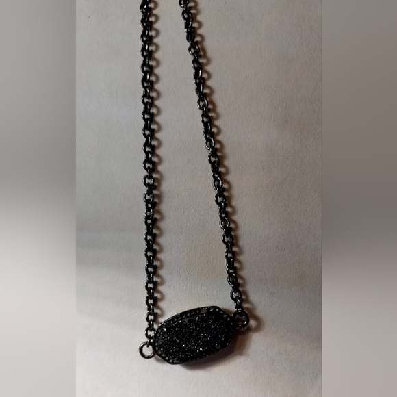 Kendra Scott Elaina Gunmetal Adjustable Chain Bracelet in Black Drusy - Picture 4 of 5